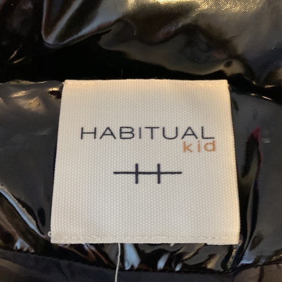 Habitual kids size 14 patent black shiny cropped glitter sleeve puffer coat - Picture 8 of 9